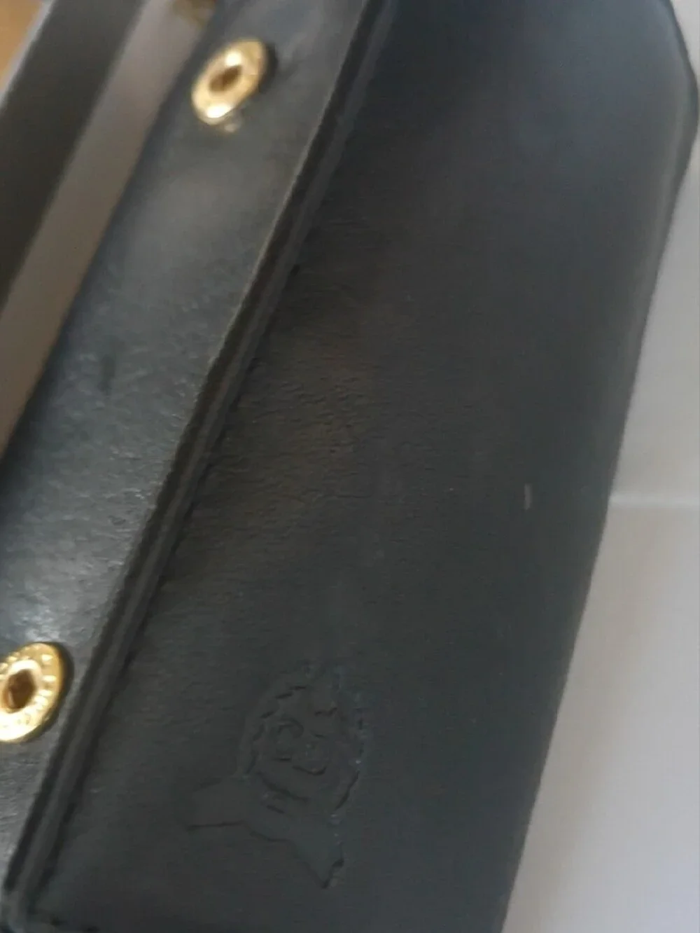 Dior Black Leather Folded Card Holder with Embossed Logo